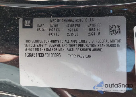 2015 Cadillac Ats Premium из США, поврежденный, VIN 1G6AE1R3XF0108095